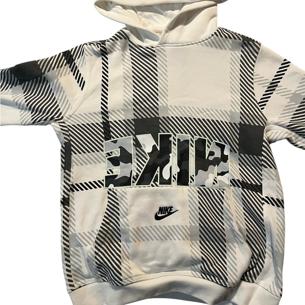 Nike Black and White Plaid Sweatshirt